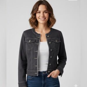 NWT Comfort Denim 100% Cotton Zip Front Jacket Dark Size Large (Fits like Small)